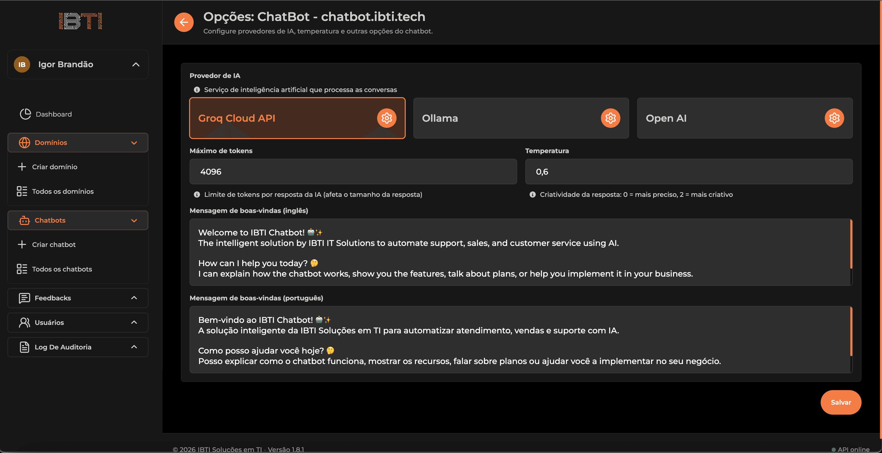Technical control of the chatbot intelligence image